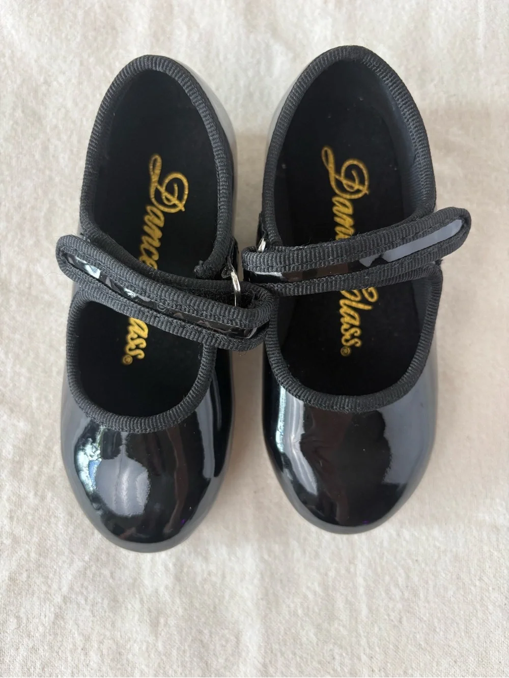 Toddler Girls' Black Patent Mary Jane Tap Shoes with Velcro Strap Size 7 Ballet